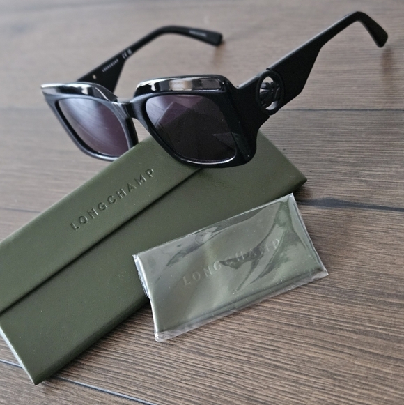 NEW Longchamp Black Square Sunglasses | Full Inclusion main image 5